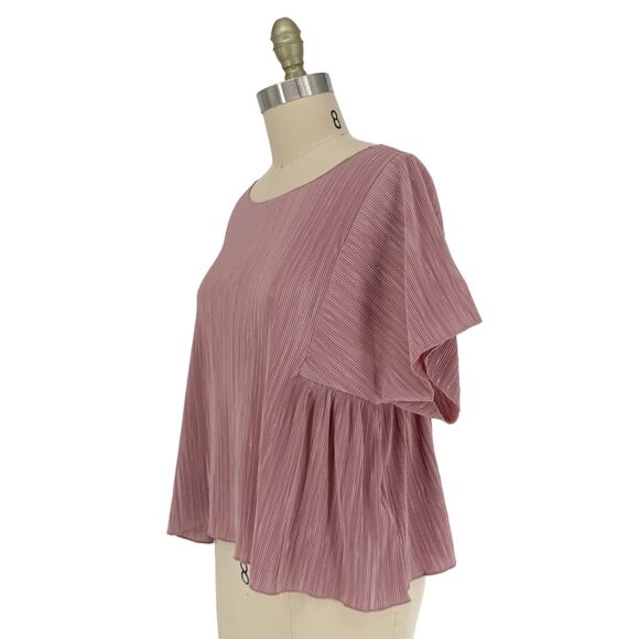 Madewell Texture & Thread Micropleat Top size Large Vintage Mauve Plisse - Picture 8 of 12